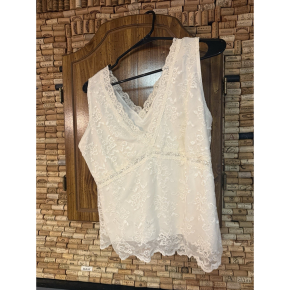 Vintage Worthington JC Penny Off White Lace Sexy Tank Top Whimsical - Picture 3 of 6